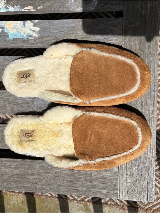 UGG Shoes - UGG Chestnut Suede Sheepskin Slip-On Mules size 7